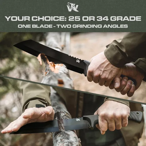 Vista 4 de ODENWOLF W Machete – Machete de supervivencia de espiga completa con funda – Cuchillo machete fuerte de acero D2 para cortar árboles, para trabajo