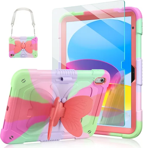 Vista 7 de Ambison Funda para iPad de 9ª/8ª/7ª Generación de 10.2 pulgadas con Protector de Pantalla de Vidrio, Cubierta Protectora Resistente a Prueba