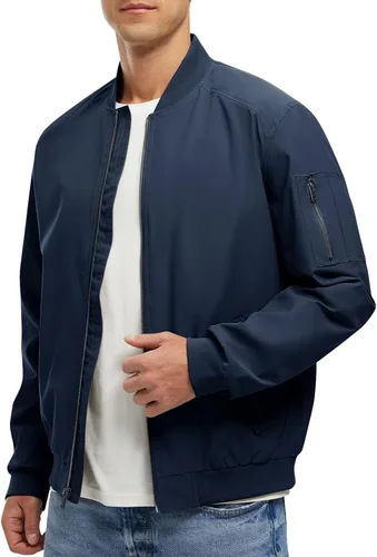 Vista 18 de Rdruko Chaqueta Bomber Ligera para Hombre Cazadora Cortavientos Casual Elegante a la Moda