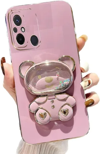 Vista 59 de Miagon Bear - Funda con soporte para espejo para Xiaomi Redmi A1, Quicksand Glitter Electroplated Soft TPU Protector Slim a prueba de golpes