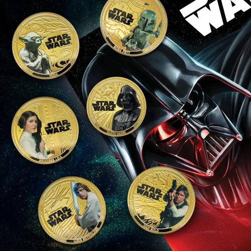 Vista 2 de FANTASY CLUB Colección oficial de monedas de la trilogía original de Star Wars Juego premium de 6 monedas Edición limitada certificada