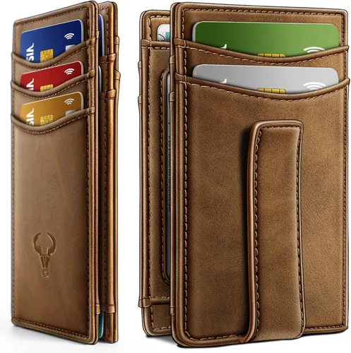 Vista 20 de BULLIANT Billetera Airtag para hombre, delgada con clip para dinero, cierre magnético, 12 tarjetas en el bolsillo frontal, bloqueo RFID