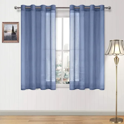 Vista 84 de DWCN Cortinas traslúcidas color verde frijol para sala de estar y dormitorio - Cortinas voile con aspecto de lino sintético con ojales en la parte