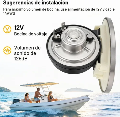 Vista 5 de 5190512 12V Bocina Marina Oculta de Montaje Empotrado para Barco de Acero Inoxidable 316
