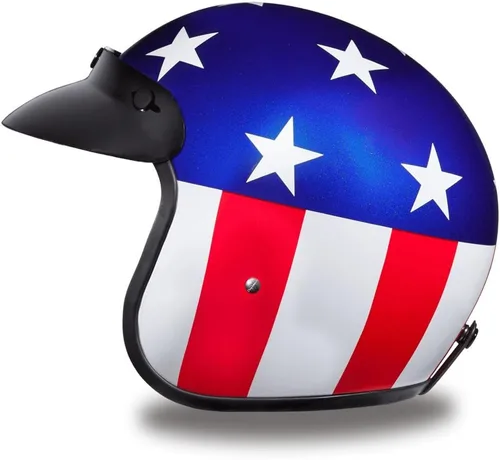 Vista 5 de Daytona Helmets Casco de motocicleta de cara abierta de 3/4 – Aprobado por DOT [Capitán América] [S]