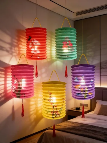 Vista 4 de 5 linternas de papel con luces LED, Día de San Valentín, Año Nuevo, chino, primavera, festival, 6.3 pulgadas, faroles de iluminación colgantes