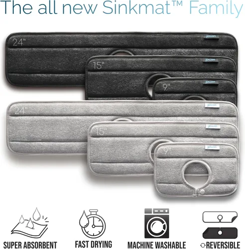 Vista 7 de The Original Ternal Sinkmat Captador de Goteo y Protector contra Salpicaduras, Tapete para Grifos de Fregaderos – Microfibra Absorbente, Protector