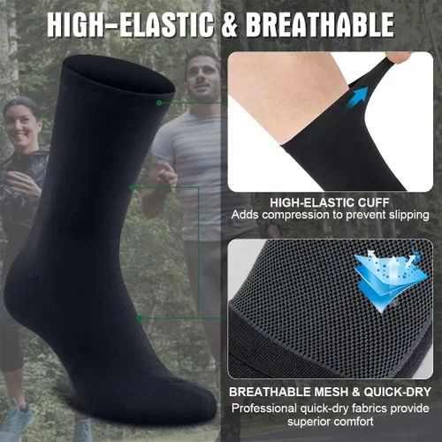 Vista 4 de Souke Sports Calcetines de ciclismo para hombres y mujeres, transpirables y acolchados que absorben la humedad, calcetines de compresión atléticos