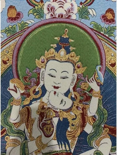 Vista 4 de Bordado de seda tibetano Thangka budista Vajrakila Mahāsattv Tangka Yoga Budista Tapiz colgante de pared Arte de pared Decoración del hogar Tapiz