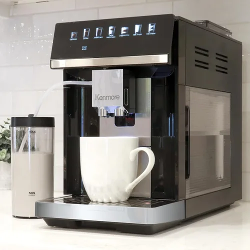 Vista 2 de Kenmore Cafetera Automática Completa - Con Molinillo, Espumador de Leche y Vaporizador, Tamper Automático, Máquina de Espresso Descalcificadora