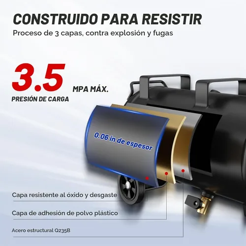 Vista 6 de Compresor de aire portátil de 4 galones, tanque de compresor de aire sin aceite máximo de 110 PSI, motor de 0.5 HP 0.6 SCFM a 90 PSI, 1.0 SCFM a 40