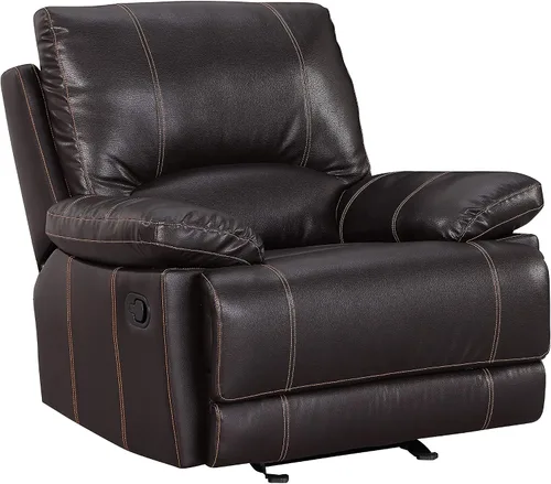Vista 31 de Blackjack Furniture Brantley Collection - Sofá biplaza reclinable tapizado de cuero con consola, asientos acolchados de felpa con bobina Marrón