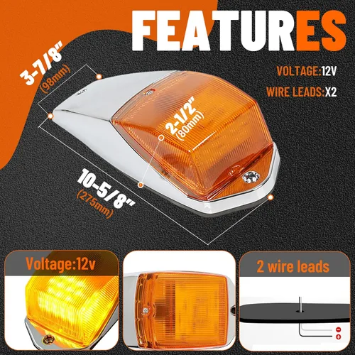 Vista 8 de ECOTRIC 5 luces LED ámbar para correr de 31 luces LED para camiones Peterbilt/Kenworth/Freightliner/Volvo/Western Star/Mack/International/Paccar