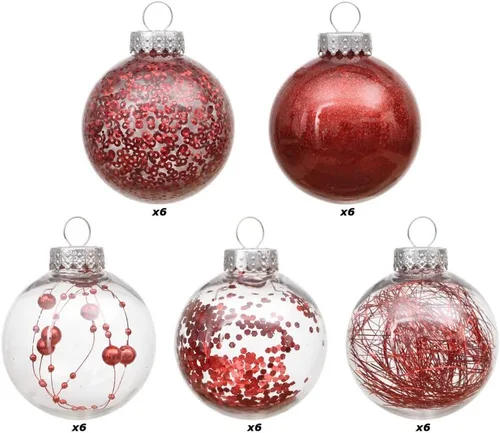Vista 6 de 30 adornos de bolas de Navidad inastillables de plástico transparente, adornos de bolas de Navidad decorativas, juego de bolas de Navidad