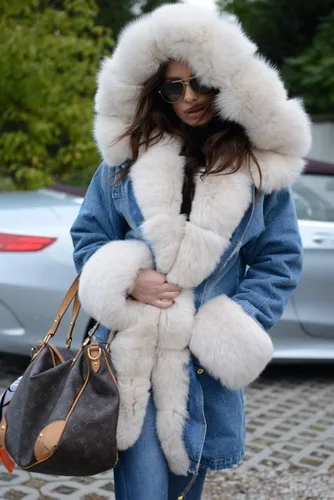 Vista 2 de Roiii Women Thicken Warm Winter Coat Hood Down Parka Faux Fur Outdoor Overcoat Long Jacket Outwear