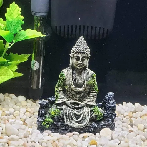 Vista 5 de SLOCME Decoración de estatua de Buda para acuario, decoración de acuario, estatua de Buda para pecera