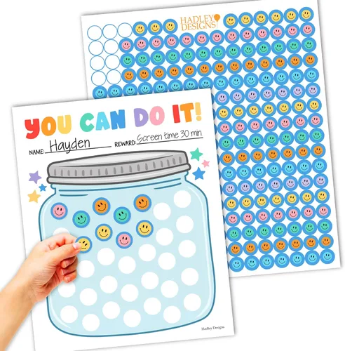 Vista 10 de Tabla de pegatinas para el comportamiento de los niños en casa y gráficos Azul