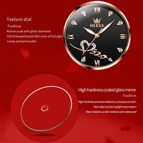 Vista 5 de OLEVS Relojes de mujer de cuarzo japonés de oro rosa para mujer, impermeables, de acero inoxidable, casual, para mujer
