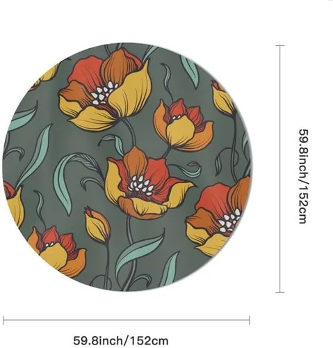 Vista 2 de Mantel redondo de moda con flores amarillas, lavable, resistente a las arrugas, para el hogar, cocina, comedor, picnic, campamento, fiesta, color-5