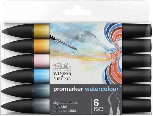 Vista 9 de Winsor & Newton ProMarker - Juego de marcadores de acuarela, 6 unidades, tonos básicos