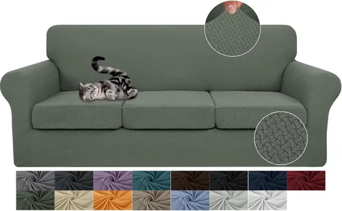 Vista 53 de JIVINER Fundas de sofá de 3 piezas para sofá de 2 cojines, funda elástica para sofá con 2 fundas de cojín de asiento extra grandes, fundas de sofá