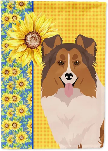Vista 231 de Caroline's Treasures WDK5313GF Bandera de jardín con diseño de girasoles de verano, color negro y tostado, Airedale Terrier para buzón, bandera