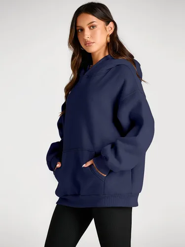 Vista 21 de Trendy Queen - Sudaderas extragrandes con capucha para mujer, suéteres de manga larga, sin botones, de vellón, de otoño, ropa de invierno