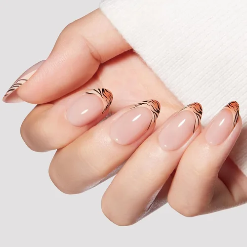 Vista 22 de Modelones Uñas postizas a presión color rosa almendra, uñas postizas cortas de primavera, kit de uñas reutilizables con pegamento de uñas, mini lima