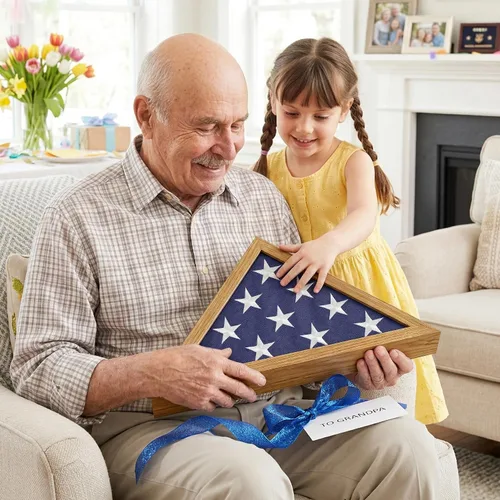 Vista 7 de Americanflat Pequeña vitrina plegada de bandera – Se adapta a banderas ceremoniales plegadas de 3 x 5 pies (no para bandera funeraria) – Colección