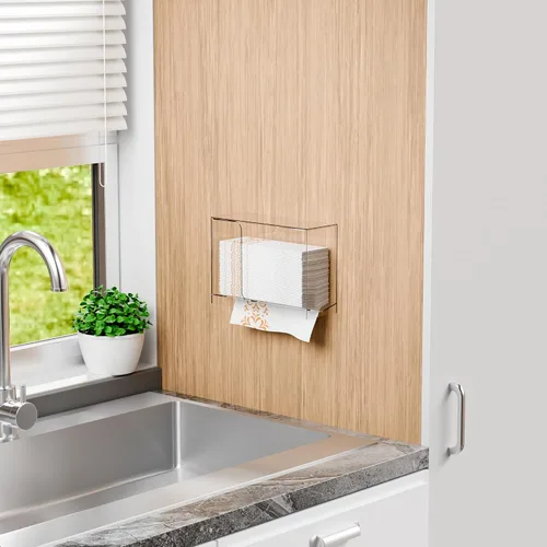 Vista 7 de Cq acrylic Dispensador de toallas de papel multipliegue y caja para baño, hogar, encimera y cocina, soporte transparente para servilletas de toalla
