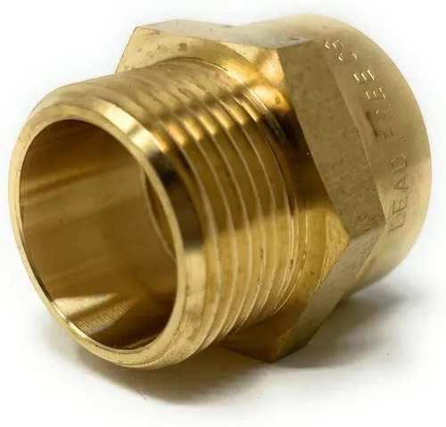 Vista 3 de Adaptador de latón sin plomo Cascada, rosca G británica BSPP macho a NPT hembra (1" x 1" (1 pieza))