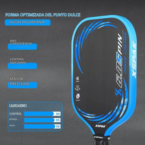 Vista 5 de Pickleball Paddle, T700 Carbon Fiber Abrasion-Resistant Surface, 19MM Polypropylene Honeycomb core, USAPA Approved, High Grit,The Sandwich Core Azul