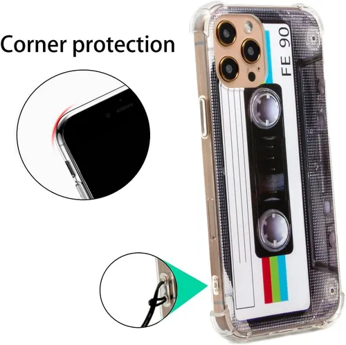 Vista 3 de FAteamll Funda para teléfono con acabado mate, cubierta trasera suave con esquinas reforzadas, TPU suave, carcasa de cinta de casete retro