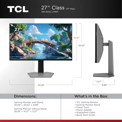 Vista 2 de TCL 27G64 27 pulgadas 1440P QD Mini LED Monitor