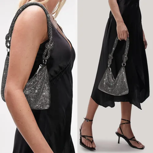 Vista 5 de Rhinestone Purses for Women Chic Sparkly Evening Handbag Bling Hobo Bag Shiny Silver Clutch Purse for Party