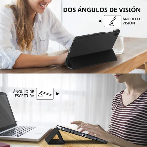Vista 4 de MoKo Funda para Galaxy Tab A9+/A9 Plus de 11 pulgadas 2023, Funda Protectora Inteligente Delgada con Soporte y Carcasa Trasera Translúcida de PC