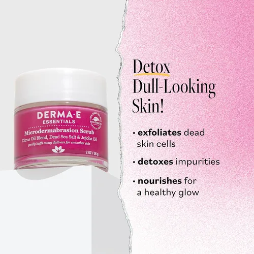 Vista 2 de Derma E - Exfoliante de microdermoabrasión con sal del mar muerto y aceites esenciales cítricos, exfoliante facial suaviza, revitaliza y renueva
