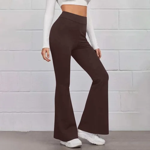 Vista 2 de SMIDOW Leggings acampanados de cintura alta para mujer, pantalones de yoga con corte de bota, sin costuras, pantalones de yoga para gimnasio