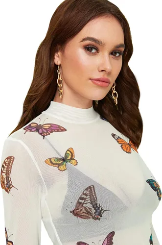 Vista 4 de SweatyRocks - Camisa de manga larga con cuello de ángel, diseño de ángel