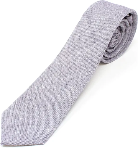 Vista 63 de Corbata delgada de algodón cambray para hombre, estilo desgastado texturizado - 2 1/2 pulgadas de ancho