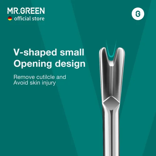 Vista 4 de MR.GREEN Empujador de cutículas, removedor de piel muerta, herramientas de manicura de acero inoxidable, cortador de cutículas profesional, pelador
