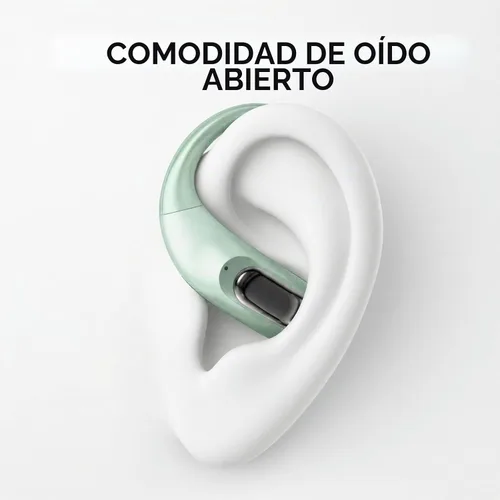 Vista 4 de Auriculares deportivos inalámbricos Bluetooth, auriculares ligeros con ganchos para los oídos, auriculares inalámbricos Bluetooth5.4, tiempo de Verde