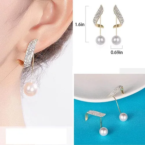 Vista 2 de XUDEJUN Pendientes de perlas para mujer, Plata, Perla