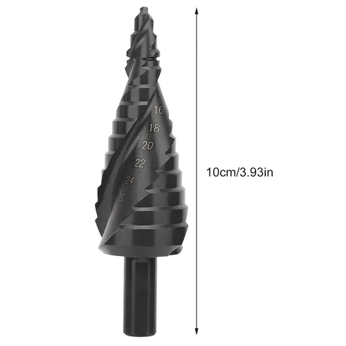 Vista 6 de Broca escalonada, brocas de cono negro para metal, madera, 0.236-1.181 in, cortador de agujero, nitruración de acero de alta velocidad para plástico