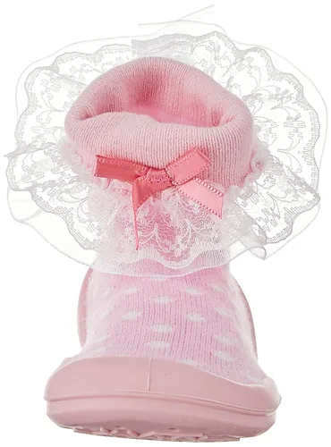 Vista 12 de Nuby Snekz - Zapatos cómodos de suela de goma para primeros pasos, lunares rosados, talla S, 7-14 meses