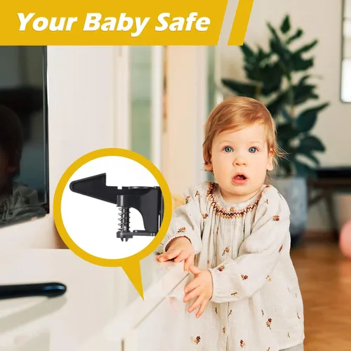 Vista 6 de Tuanse 30 cerraduras de gabinete para niños, pestillos de seguridad invisibles para cajones de seguridad con tornillos, cerraduras autoadhesivas