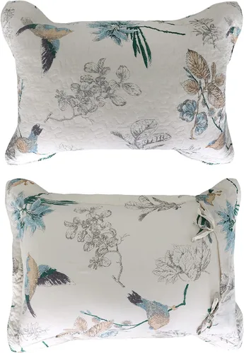 Vista 5 de Brandream Fundas de almohada acolchadas 100% algodón, 2 piezas, tamaño estándar, diseño de pájaros de campo americano, decoración de dormitorio