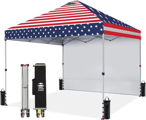 Vista 36 de CROWN SHADES Toldo desplegable de 8 x 8 con 1 pared lateral, tienda de campaña para playa, beige