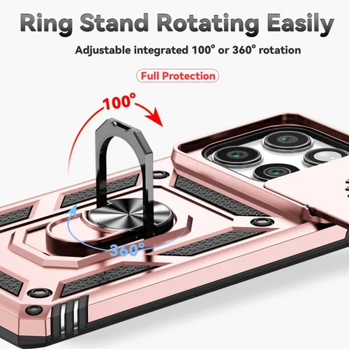 Vista 6 de Funda para Motorola Edge 2025 con protector de pantalla HD y cubierta para Oro rosa