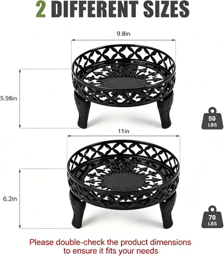 Vista 6 de Soporte de metal para plantas para interiores y exteriores, paquete de 2 soportes de hierro resistentes para interiores y exteriores, soporte